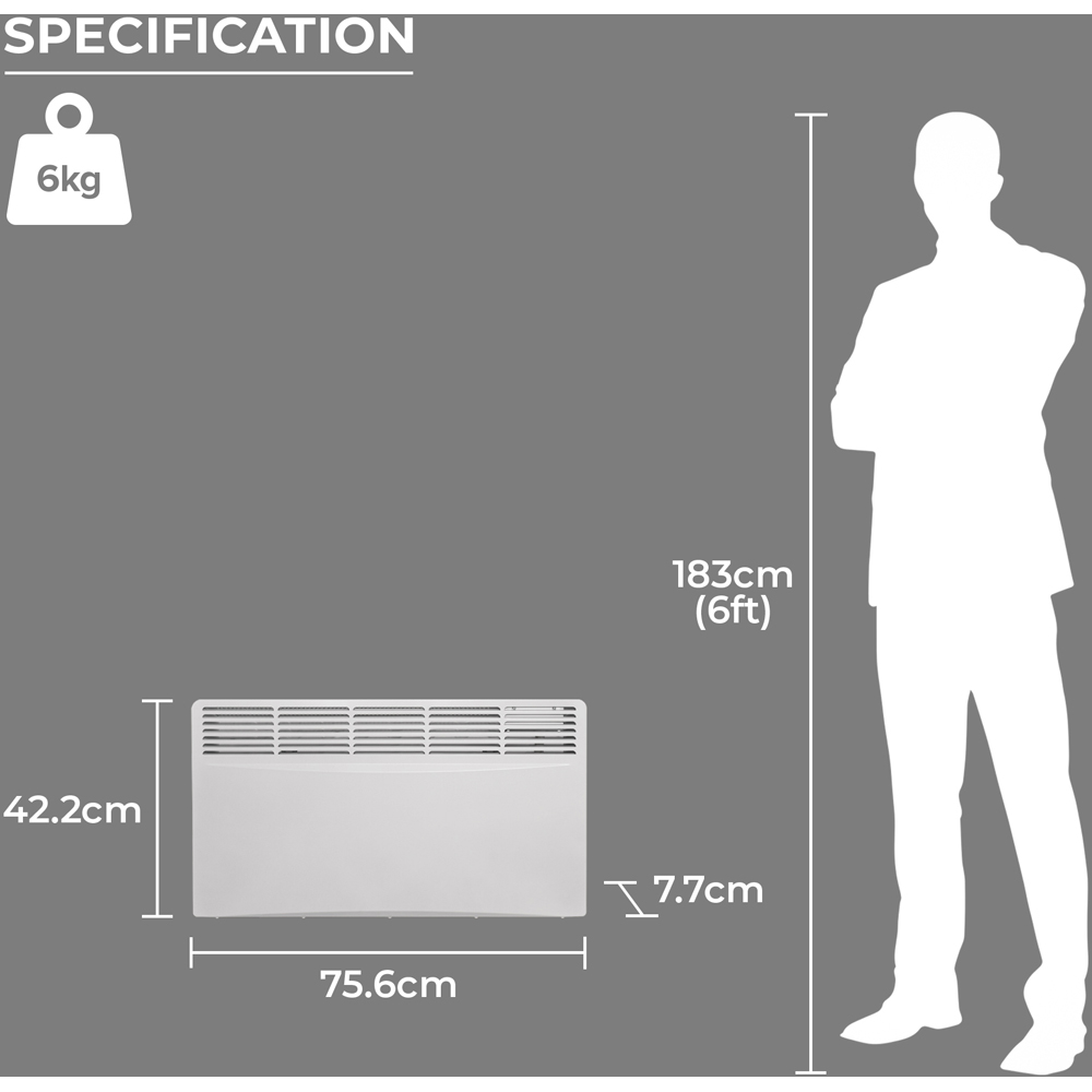 Adam Amba White Electric Radiator 2000W | Wilko