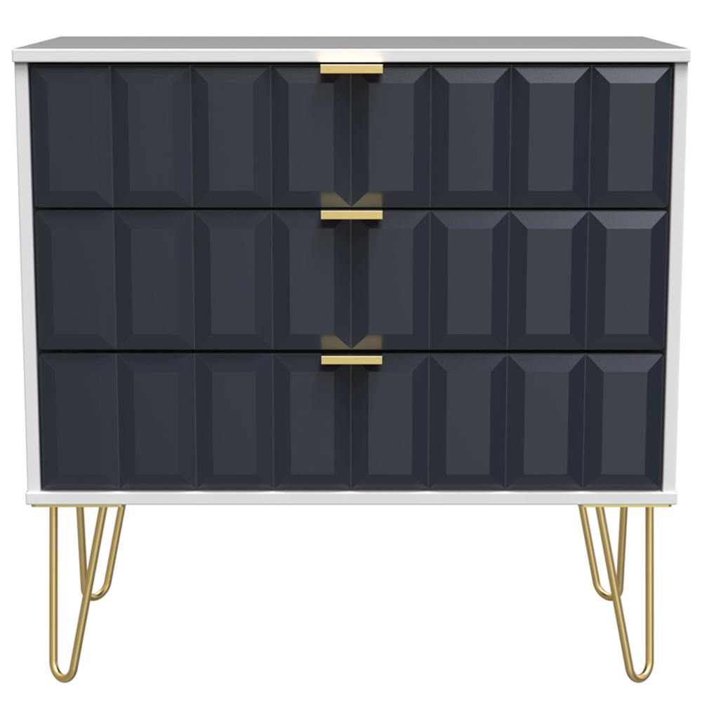Crowndale Cube 3 Drawer Matt Indigo and White Chest of Drawers Ready Assembled Image 3