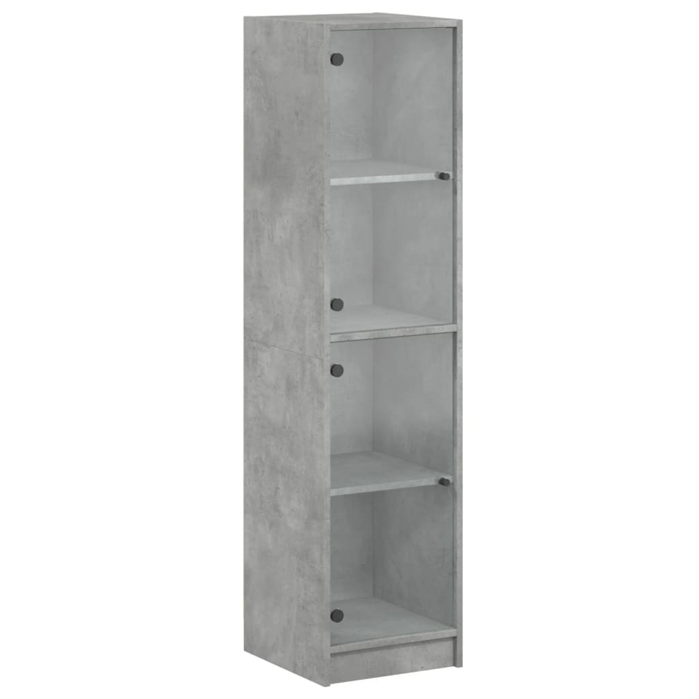 vidaXL 2 Glass Door Concrete Grey Highboard Image 2