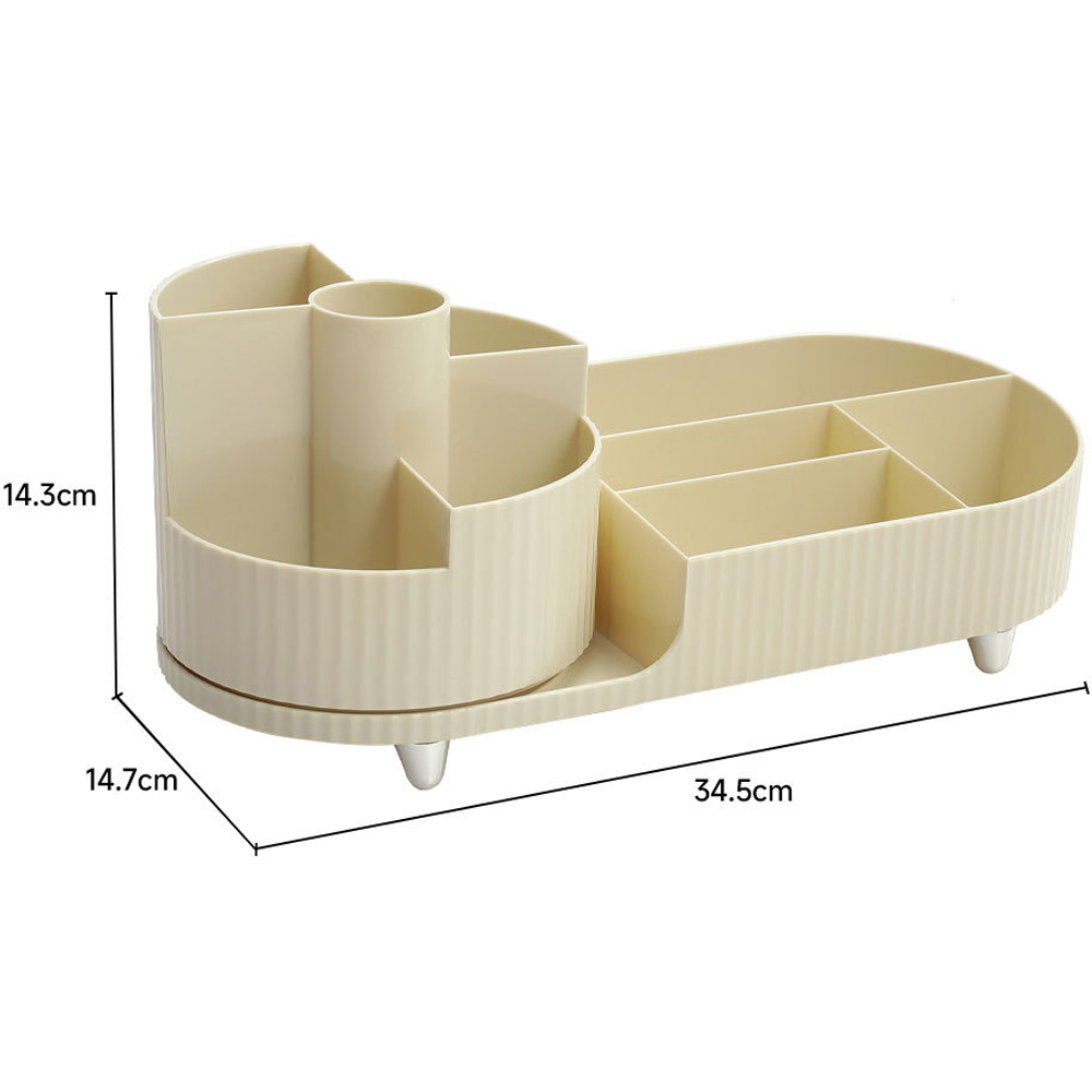 H&O Direct Cream White Makeup Organiser with Rotating Brush Holder Image 5
