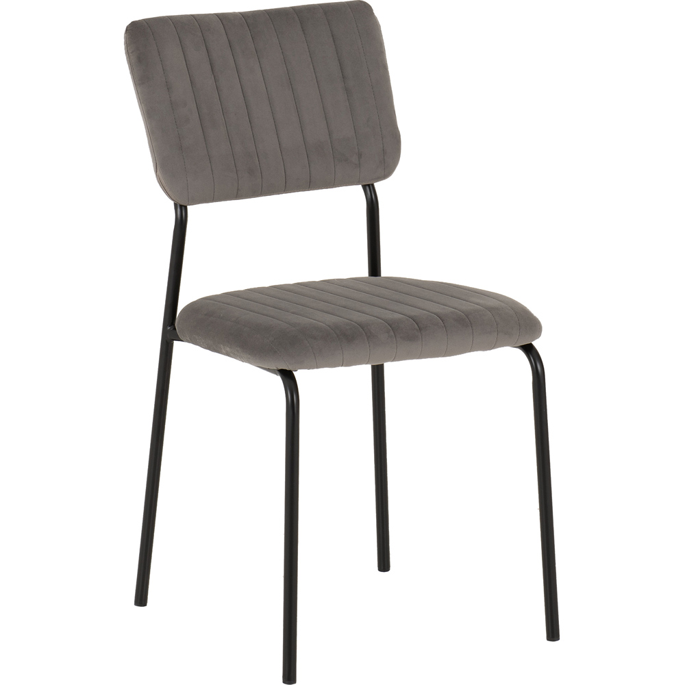 Seconique Sheldon Set of 4 Grey Velvet Fabric Dining Chair Image 4