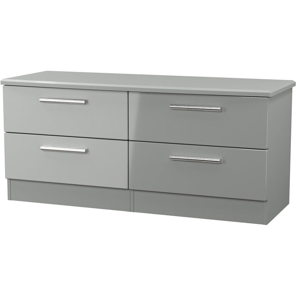 Crowndale Knightsbridge 4 Drawer Grey Gloss and Dusk Grey Bed Box Ready Assembled Image 3