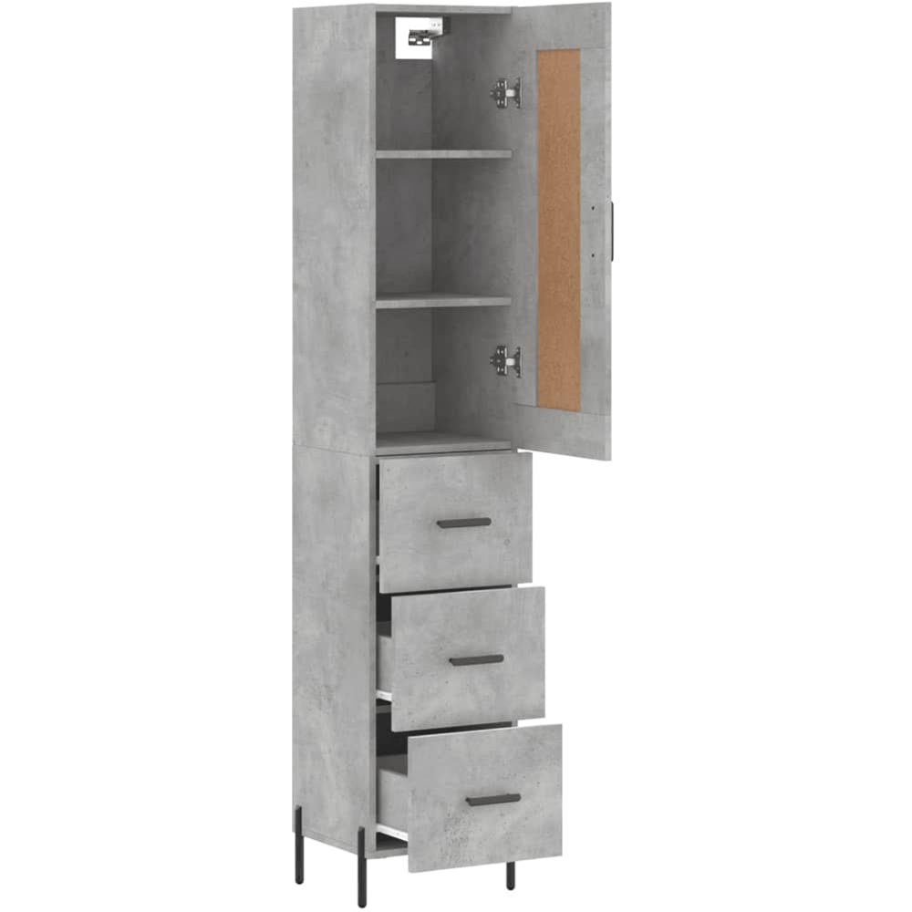vidaXL Single Door 3 Drawer Concrete Grey Highboard Image 4