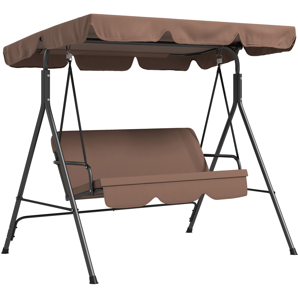 Outsunny 3 Seater Brown Swing Chair with Canopy Image 2