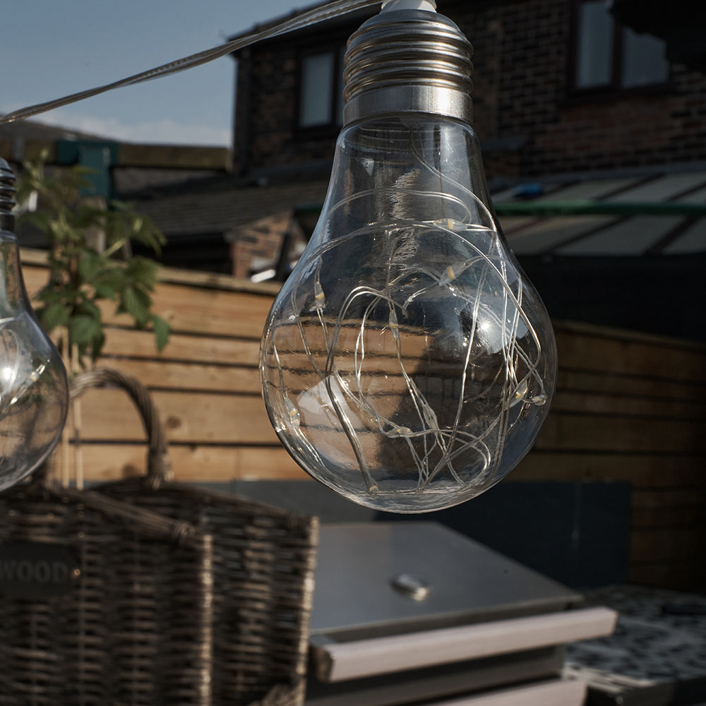 ValueLights 10 Bulb Chrome Festoon Warm White LED String Light Image 6