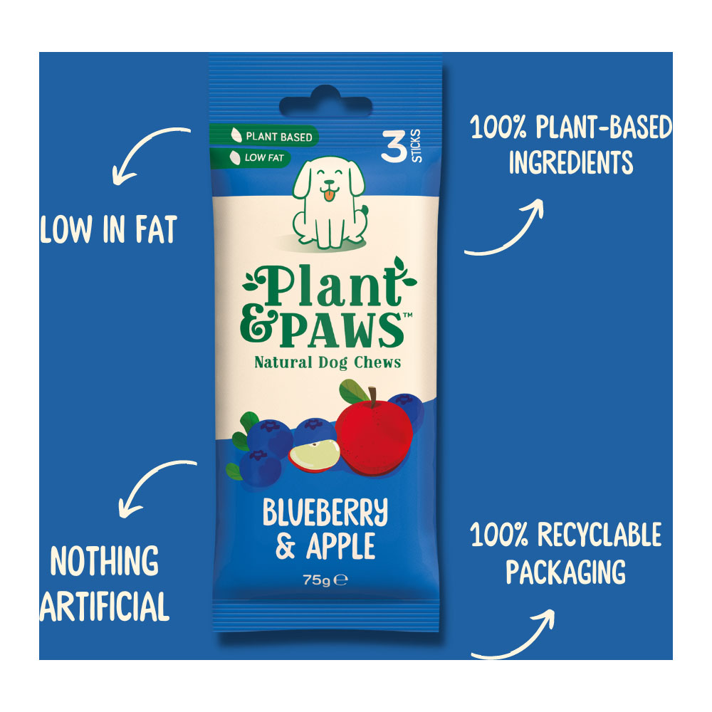 Plant & Paws Blueberry & Apple Natural Dog Chews 75g Image 3