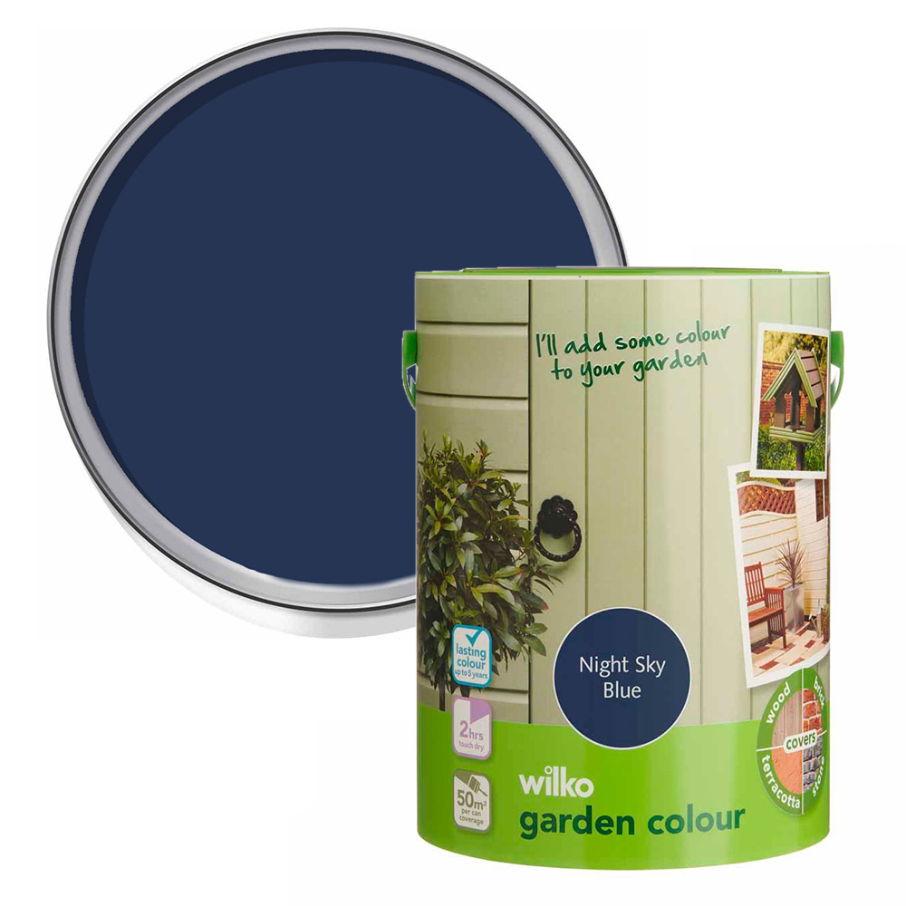 Wilko Garden Colour Night Sky Blue Wood Paint 5L Image 1