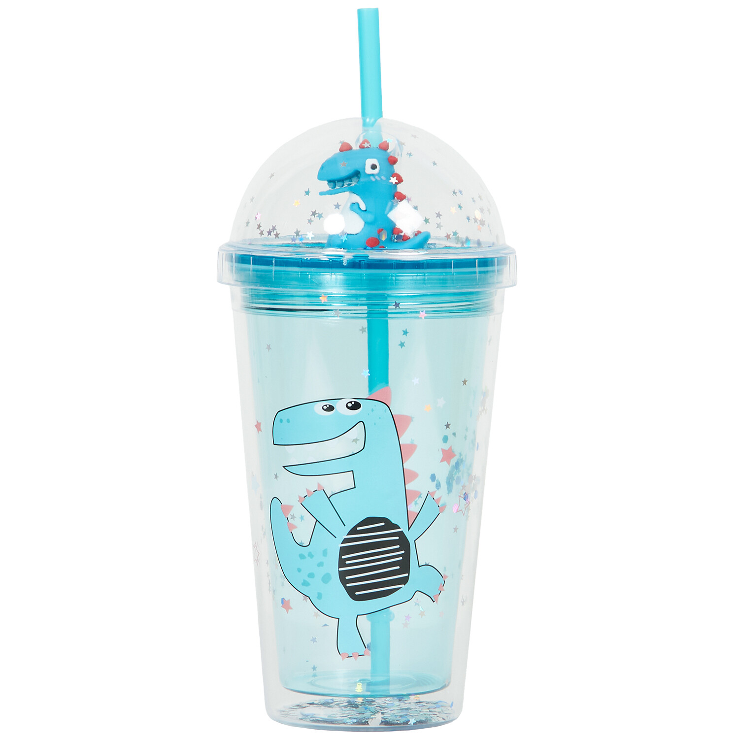 Dinosaur Tumbler with Straw 470ml - Blue Image 1