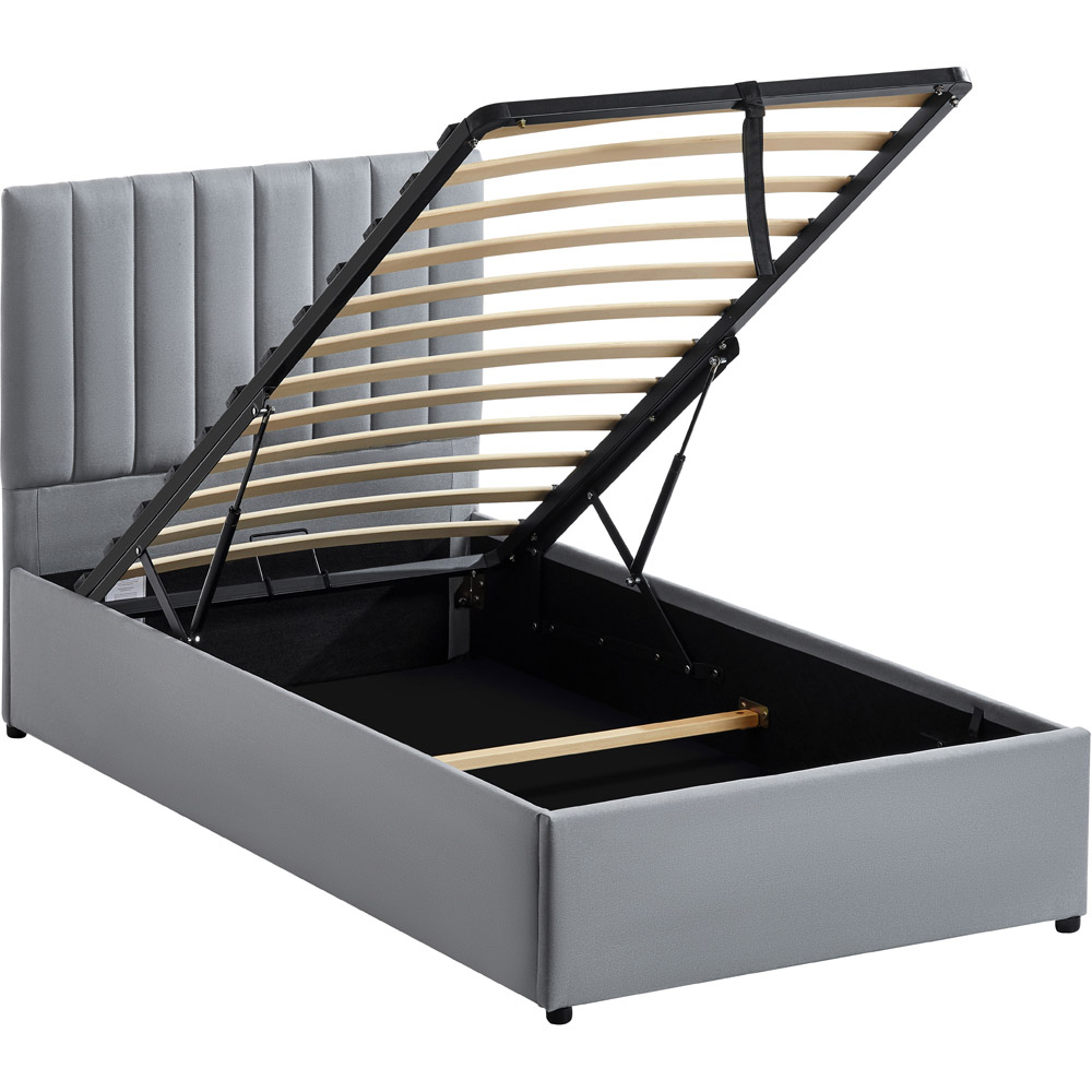 VIDA DESIGNS Vellaro Single Light Grey Linen Fabric Ottoman Bed with Headboard Image 2