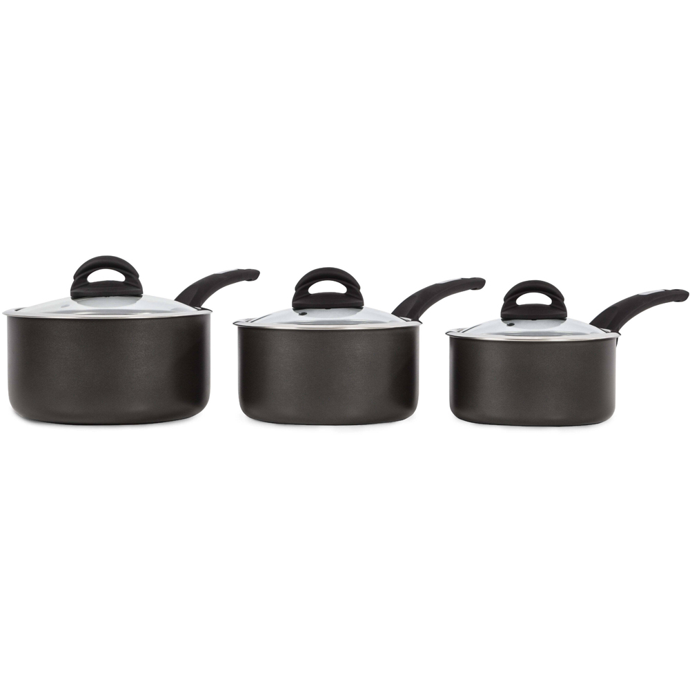 Tower Cerasure 3 Piece French Grey Aluminium Saucepan Set Image 1