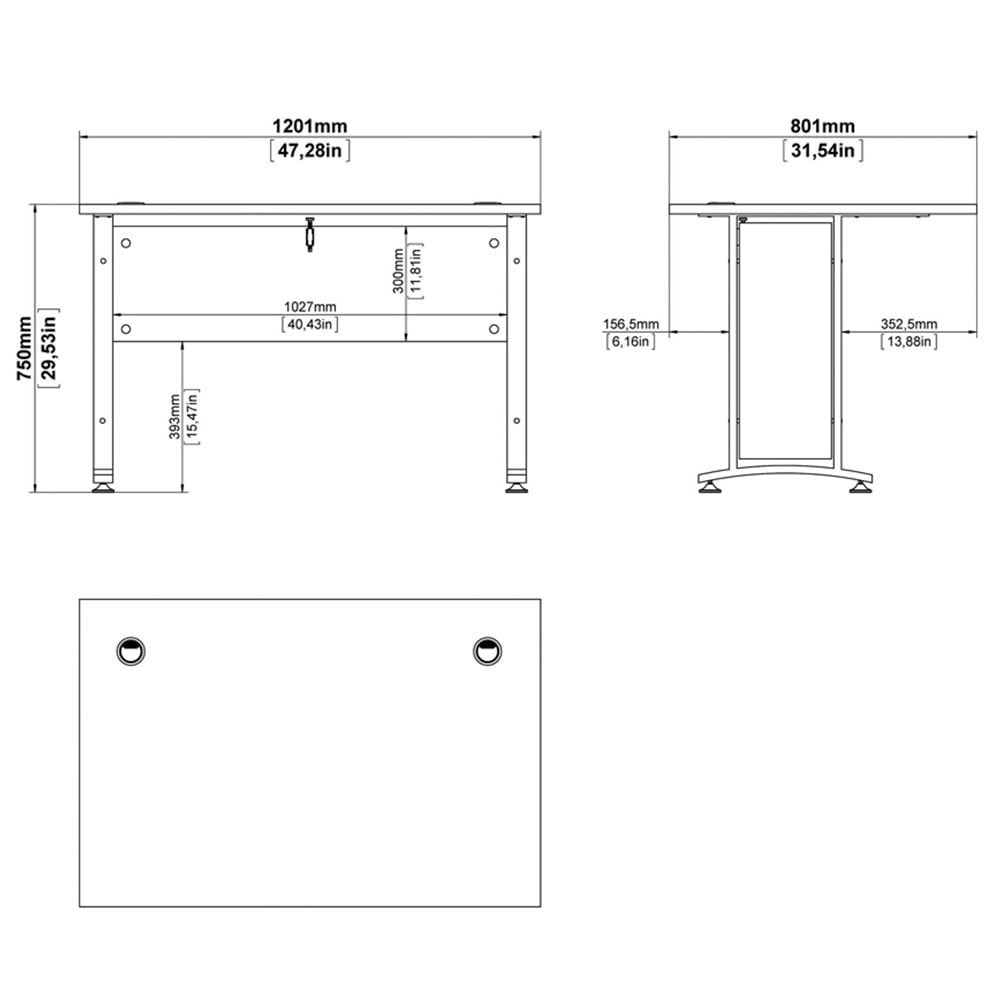Florence Wooden and Steel 120cm Desk White and Silver Grey Image 9