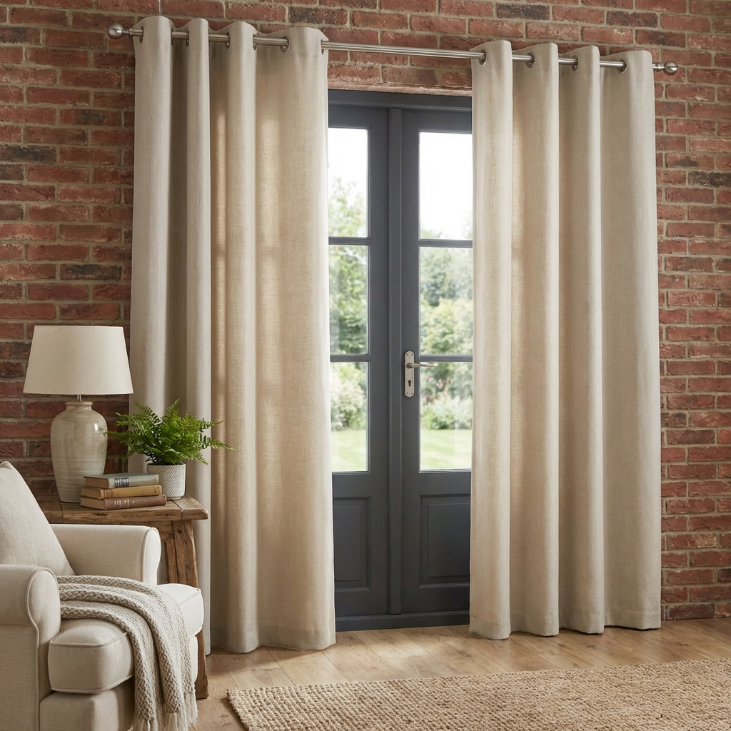 Taylor Blackout Eyelet Curtains - Natural / 168cm / 183cm Image 8