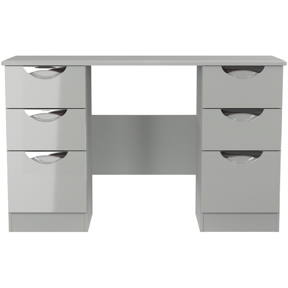 Crowndale Camden 6 Drawer Grey Gloss and Dusk Grey Kneehole Desk Ready Assembled Image 2