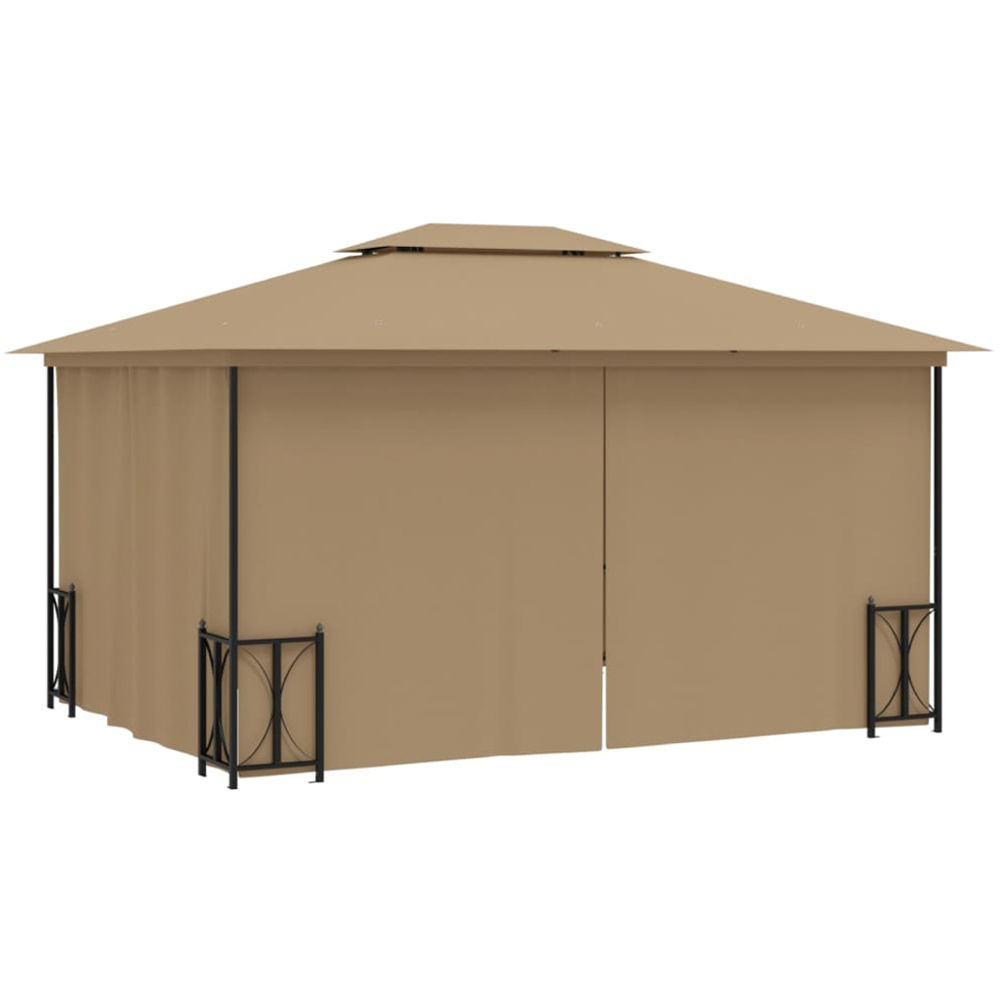 vidaXL 3 x 4m Taupe Gazebo with Sidewalls and Double Roof Image 4