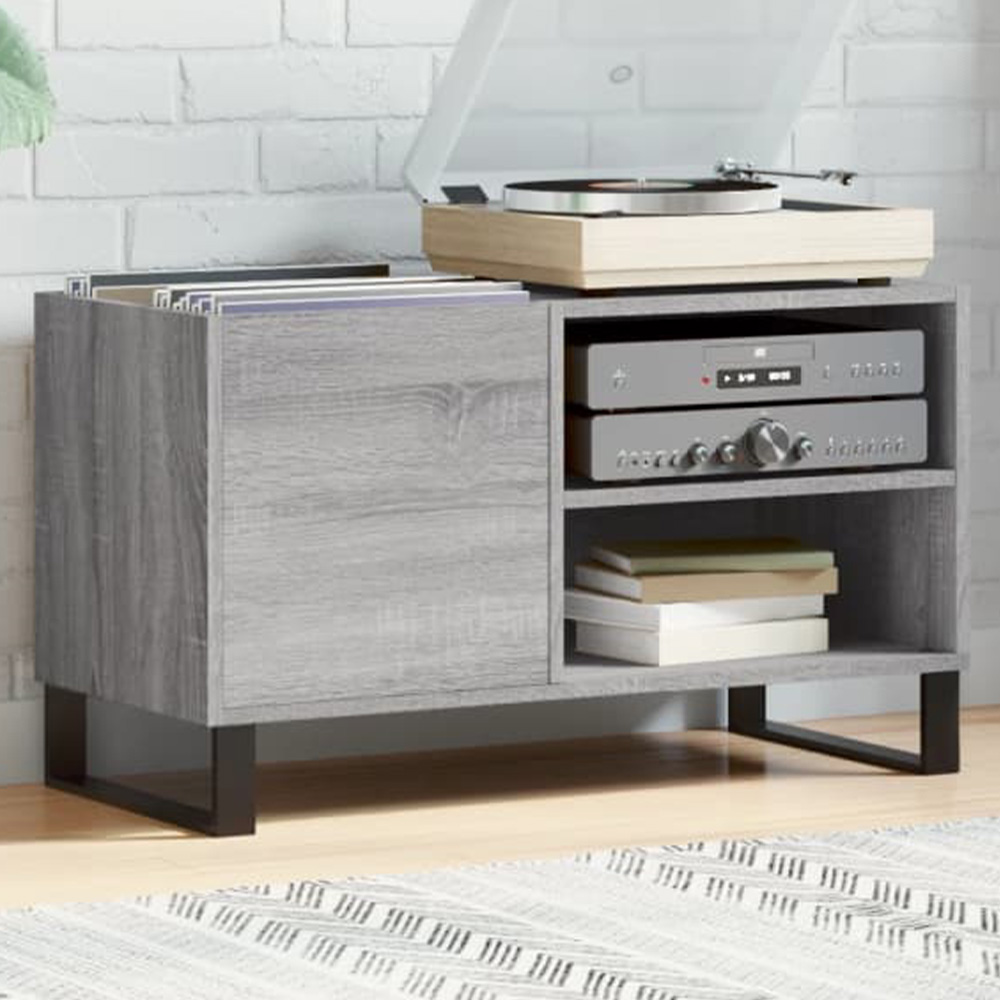vidaXL 2 Shelf Grey Sonoma Record Cabinet Image 1
