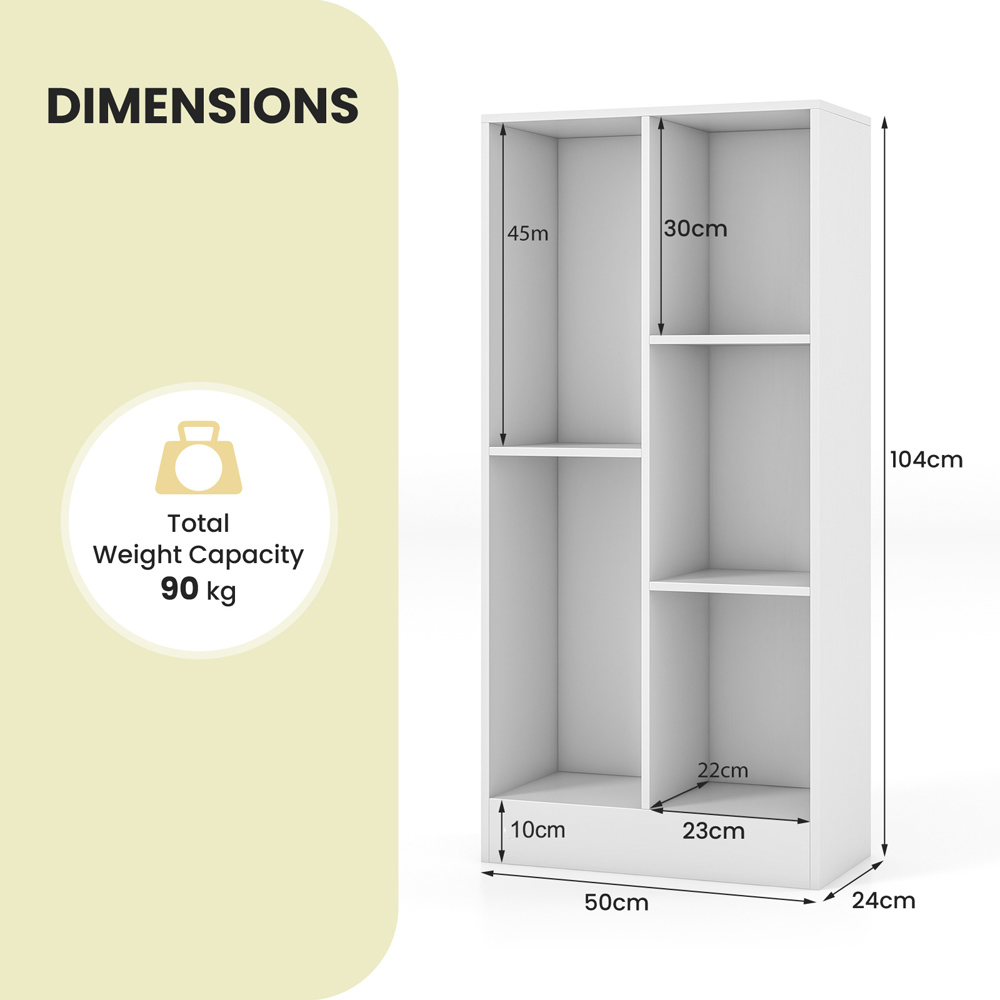 Costway 5 Cube Kids White Bookcase Image 9