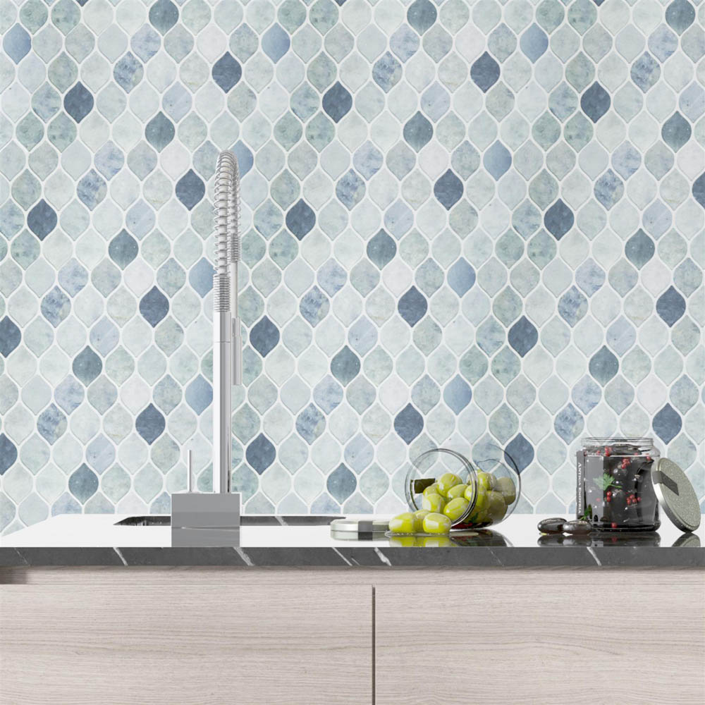 Walplus Grey Stone Leaf 3D Tile Sticker 20 Pack Image 1