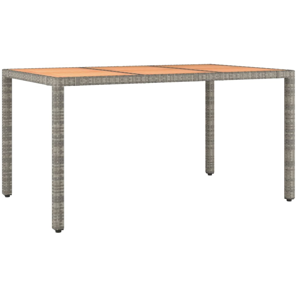 vidaXL 6 Seater Grey Polyrattan and Wooden Tabletop Garden Table Image 2