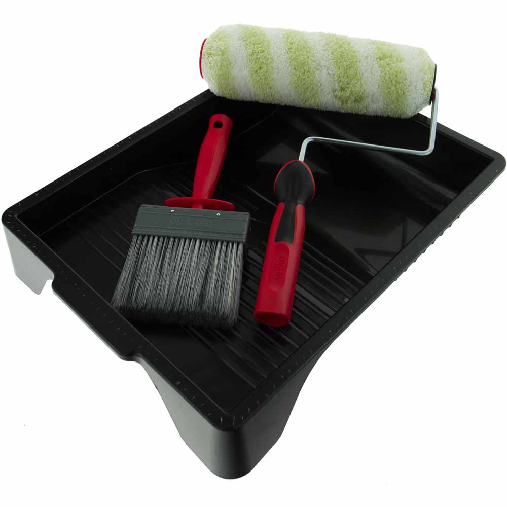 Wilko 4 Piece Large Exterior Paint Rollers and Brush Tray Kit Image 10
