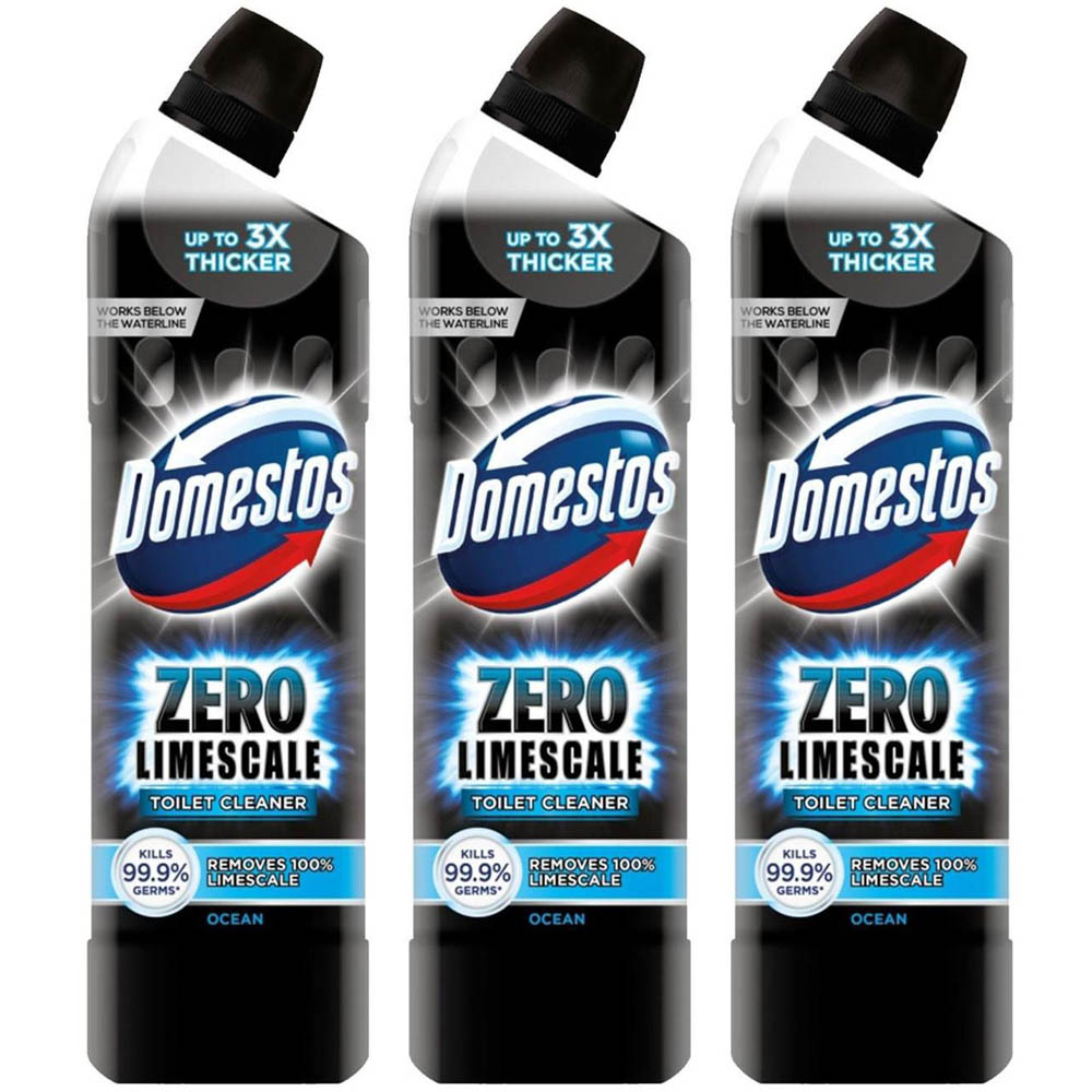Domestos Zero Limescale Ocean Antibacterial Toilet Gel 750ml 3 Pack Image 1