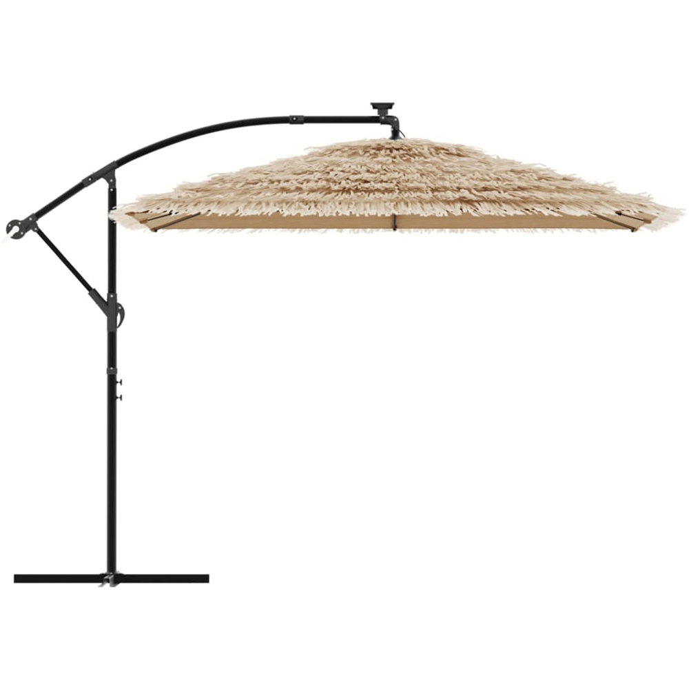 vidaXL Brown LED Light Straw Top Cantilever Parasol with Steel Pole 2.9m Image 4