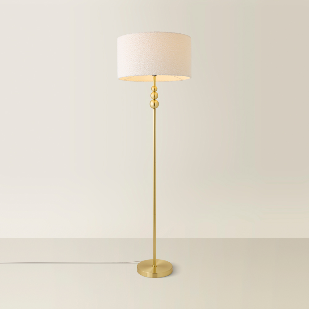 ValueLights Marissa Reni Cream Boucle Shade and Gold Ball LED Floor Lamp Image 5