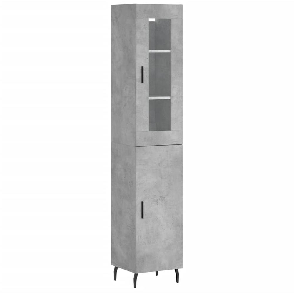 vidaXL 2 Door Concrete Grey Highboard Image 2