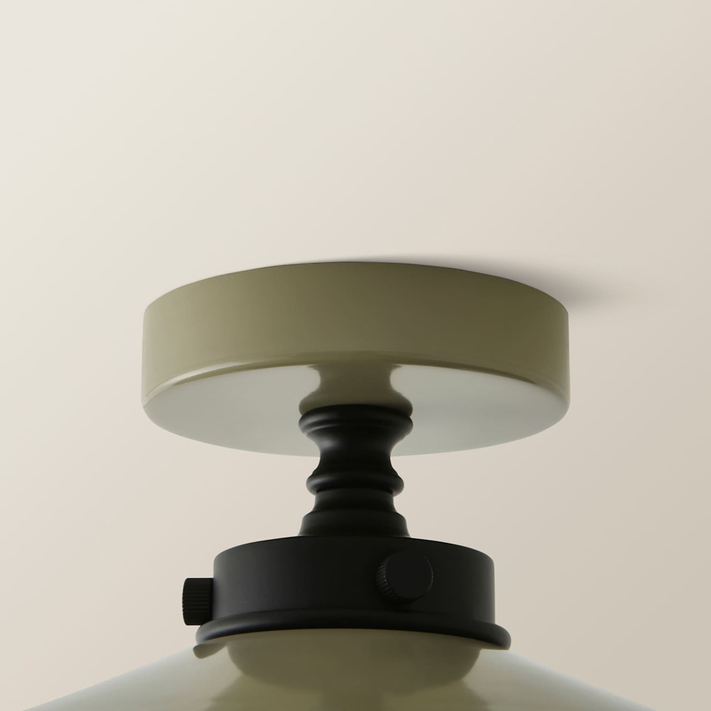 ValueLights Hampstead Green Rolled Edge Tapered Flush Ceiling Light with Bulb Image 3