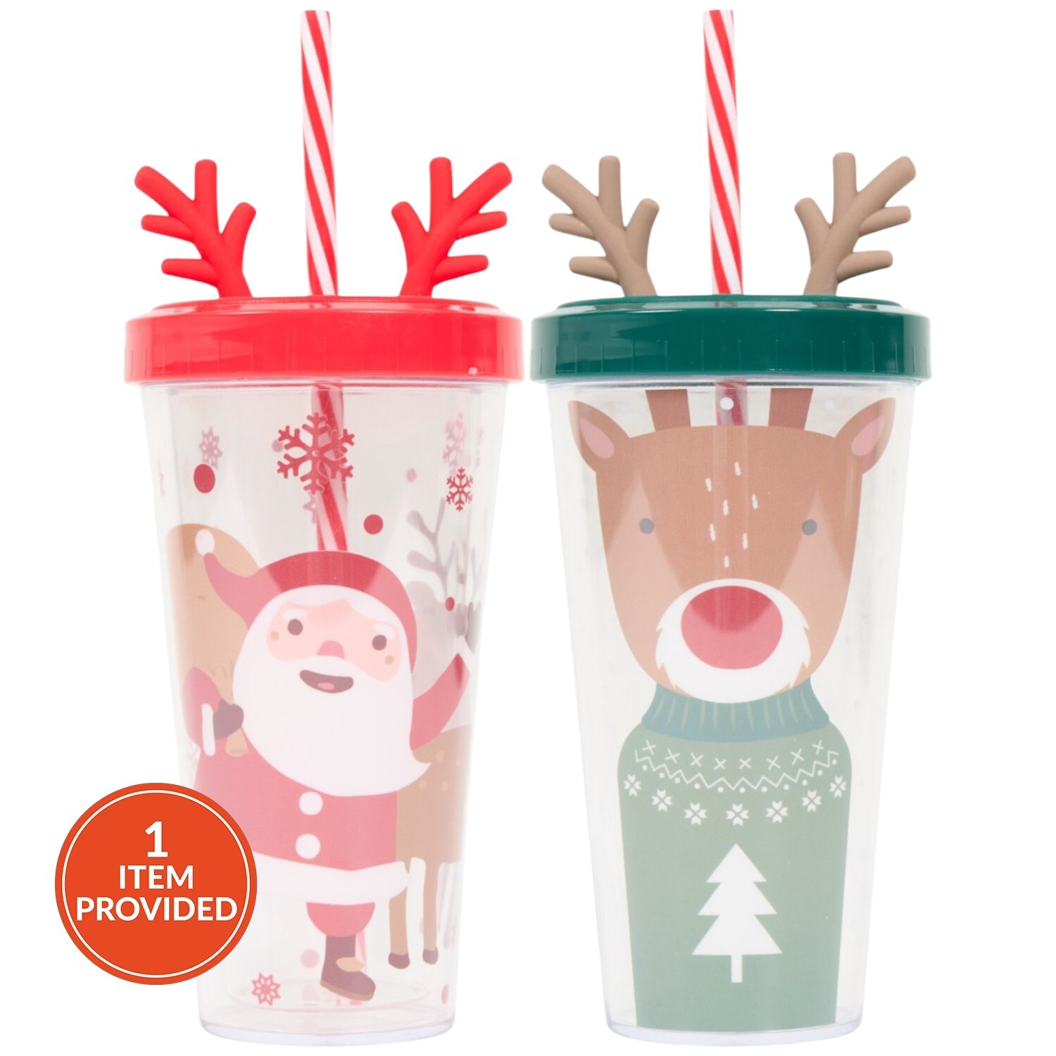 Christmas Character Tumbler with Straw Image 1