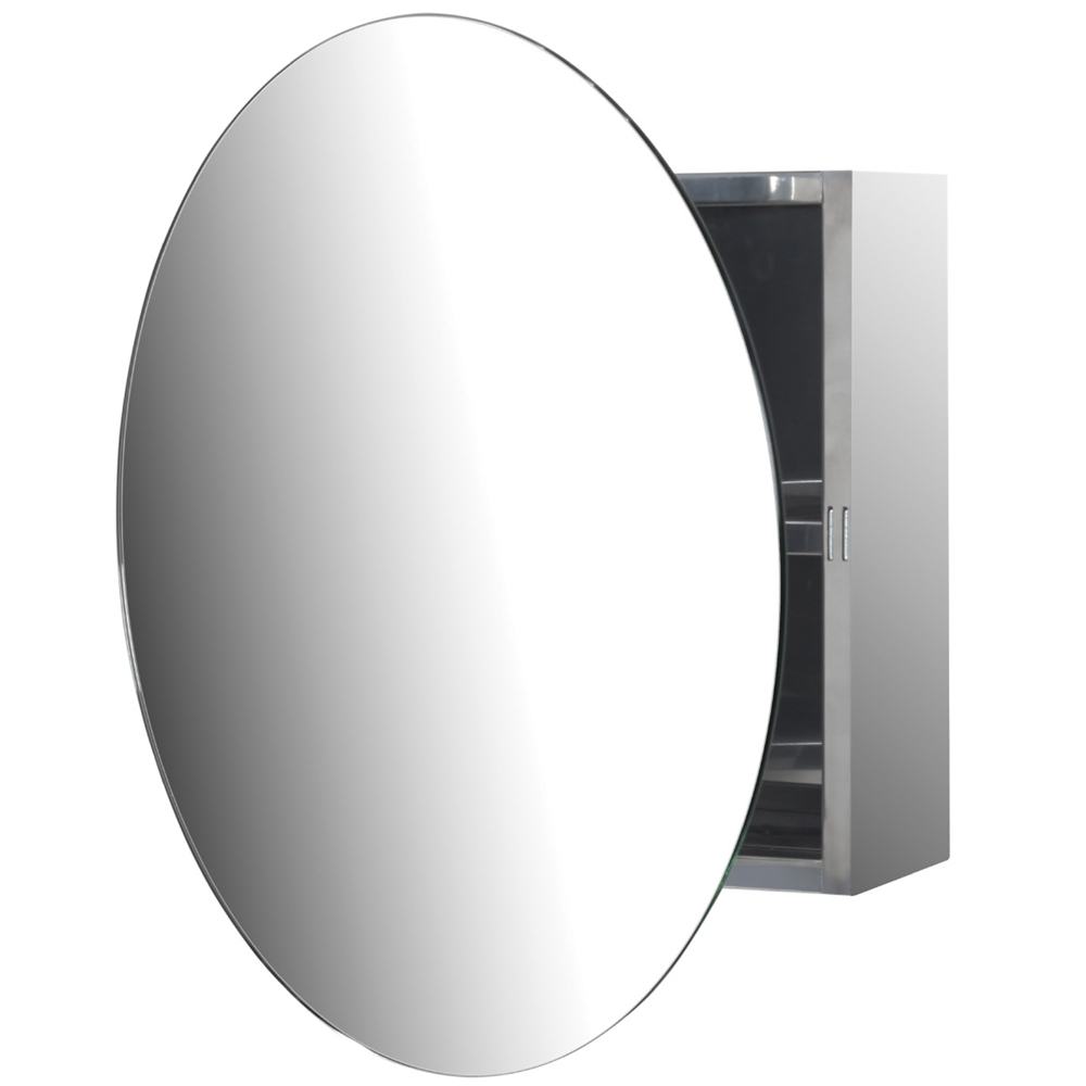 Silver Round Mirror Bathroom Cabinet Image 2
