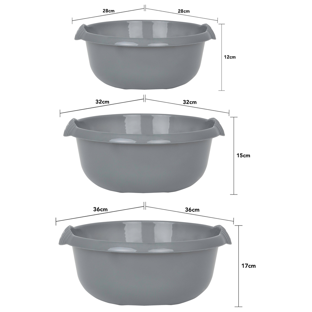 Wham 3 Piece Silver Casa Multi-Functional Round Plastic Bowl Set Image 3