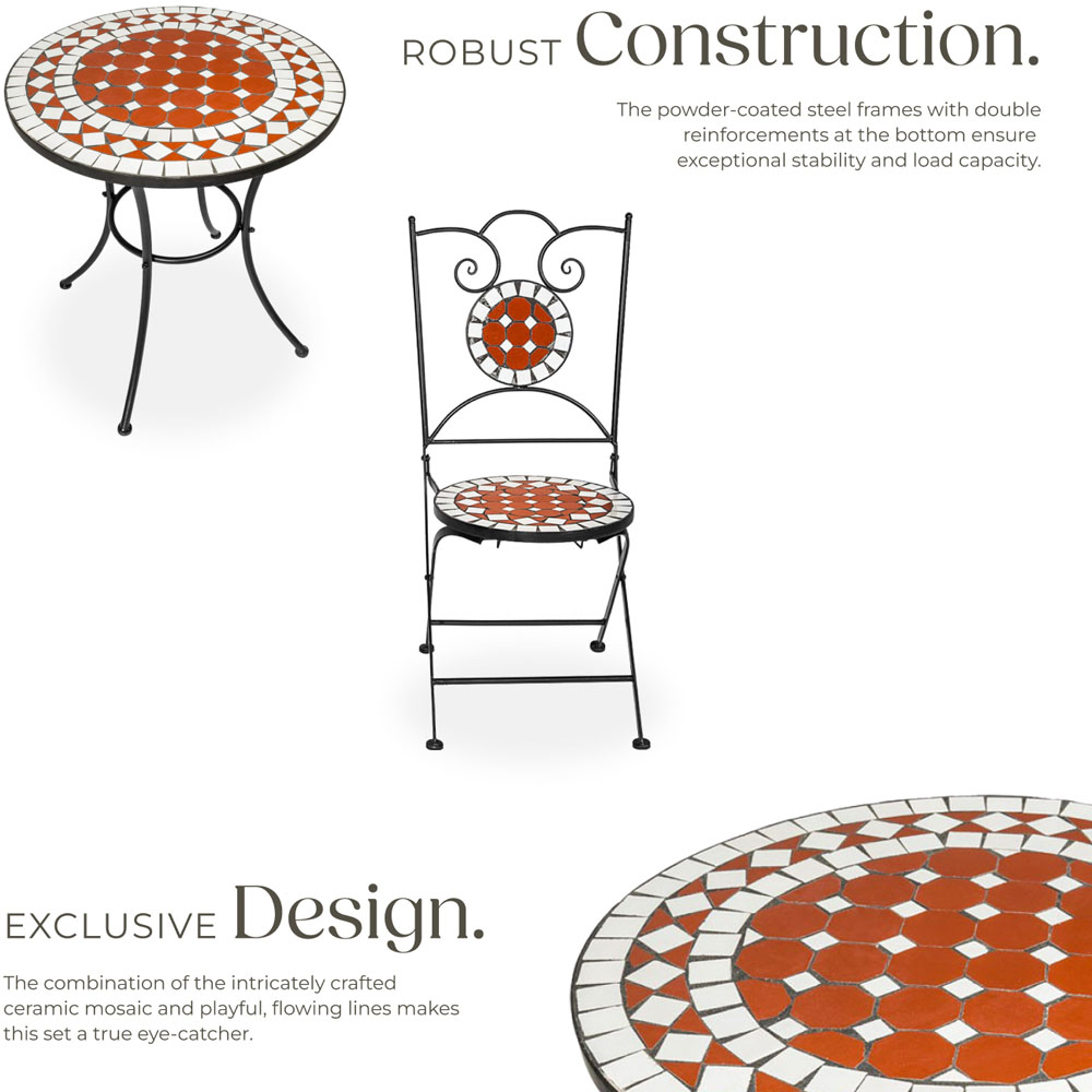 tectake 2 Seater Mosaic Patio Bistro Set Image 3