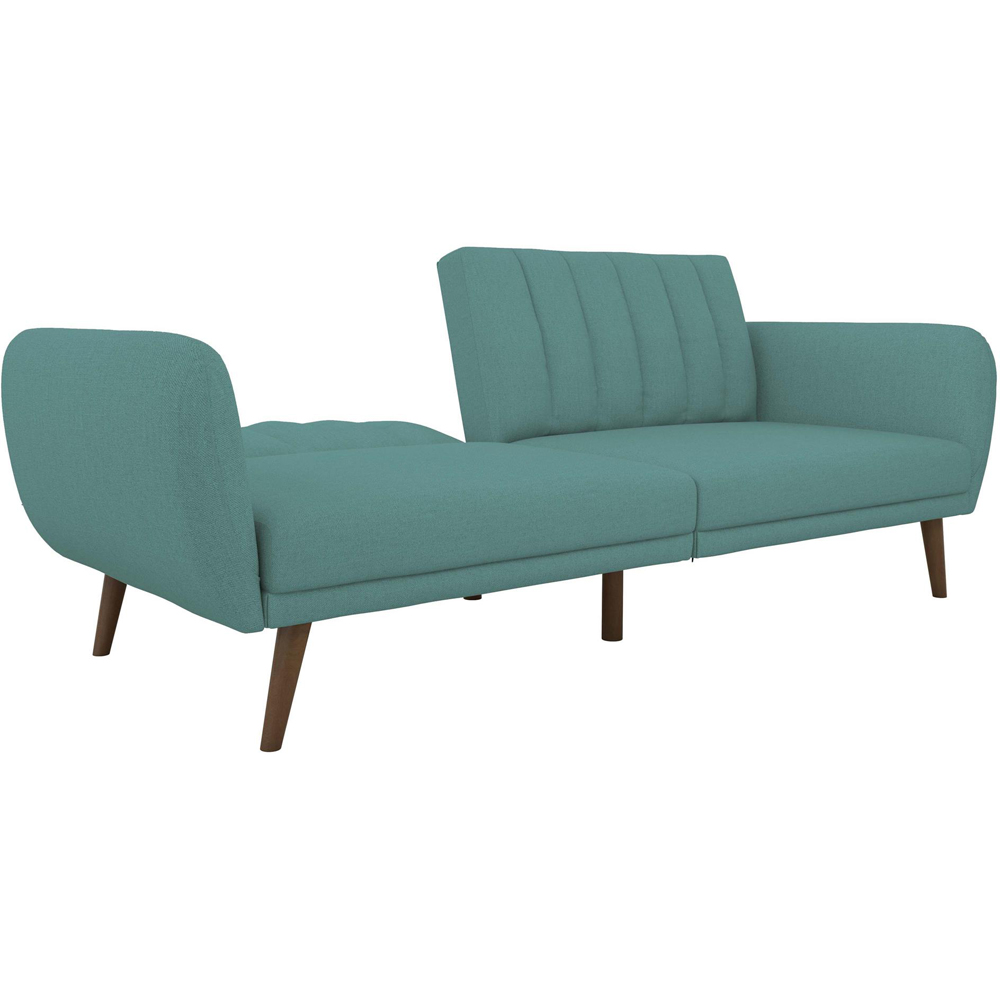 Novogratz Brittany 3 Seater Light Blue Linen Sofa Bed with Wooden Legs Image 6