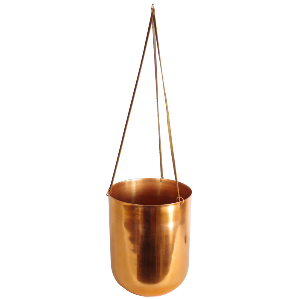 Leaf Artificial Evergreen Fern Plant in Hanging Copper Planter 60cm Image 3
