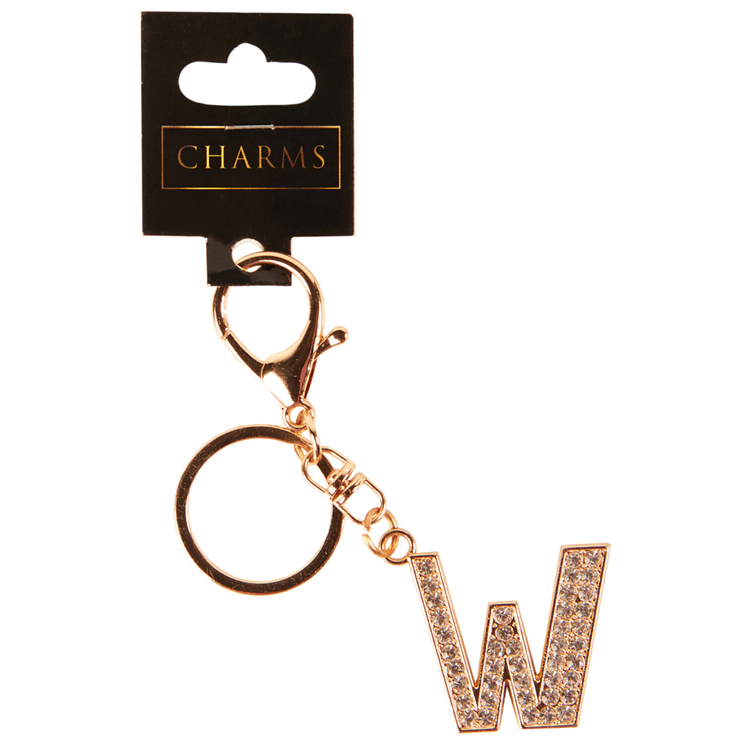 Letter Charm Keyring Gold W Image