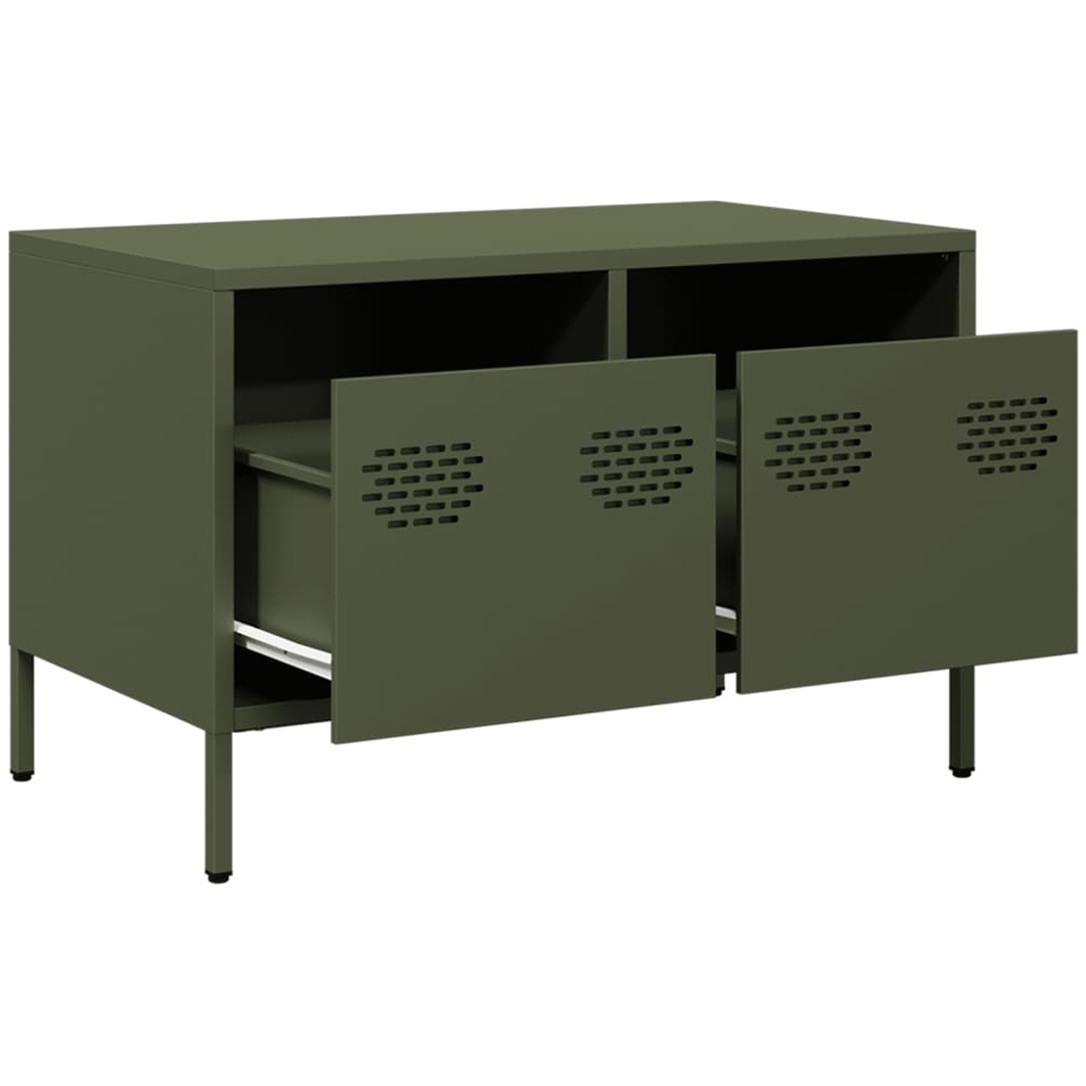 vidaXL 2 Drawer Olive Green Cold-Rolled Steel TV Cabinet Image 5