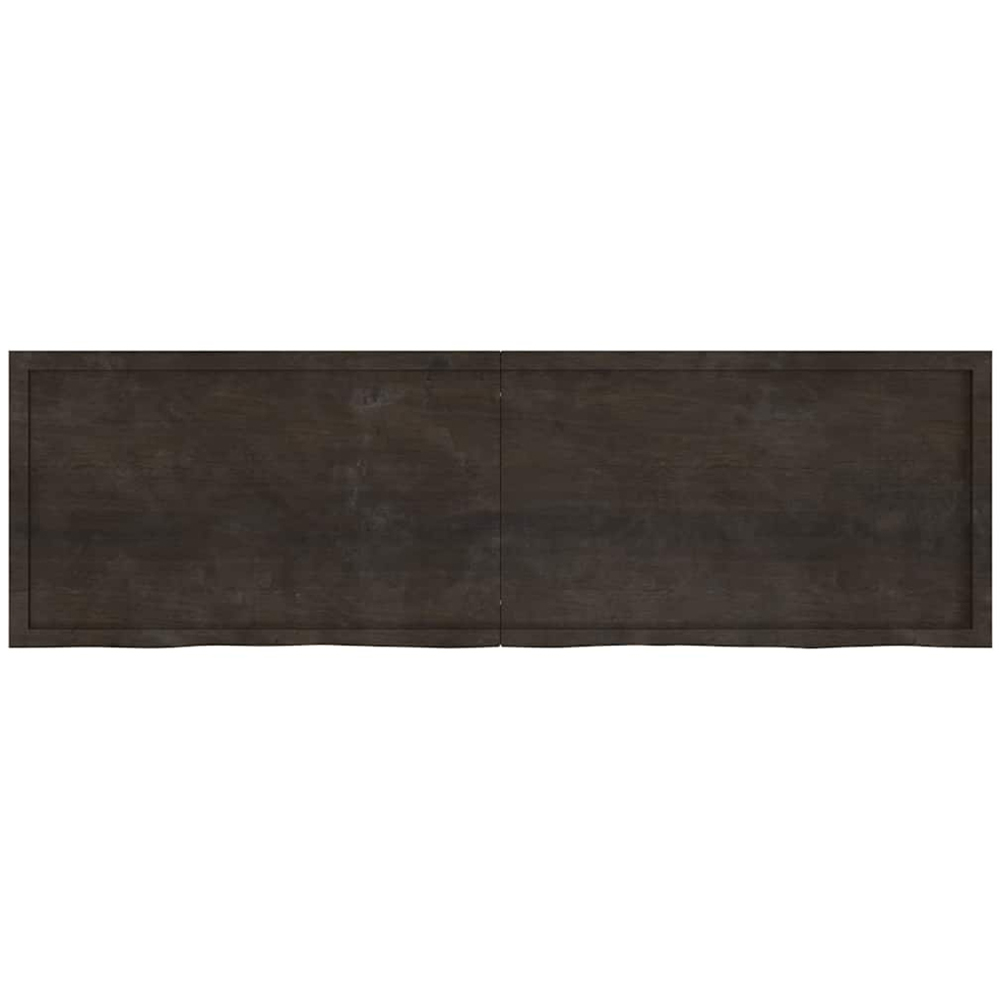 vidaXL 200cm Dark Brown Treated Solid Oak Wood Floating Wall Shelf Image 3