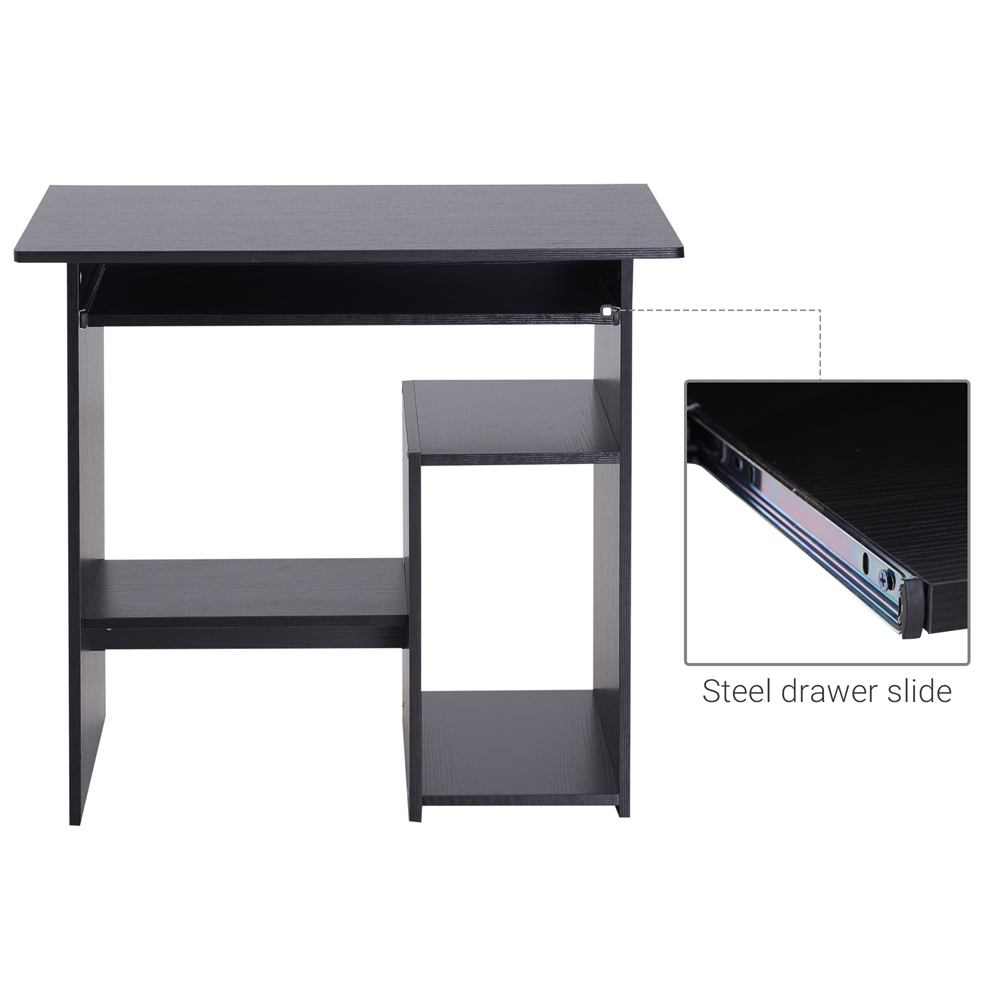 Portland Compact Small Office Desk Black Image 3