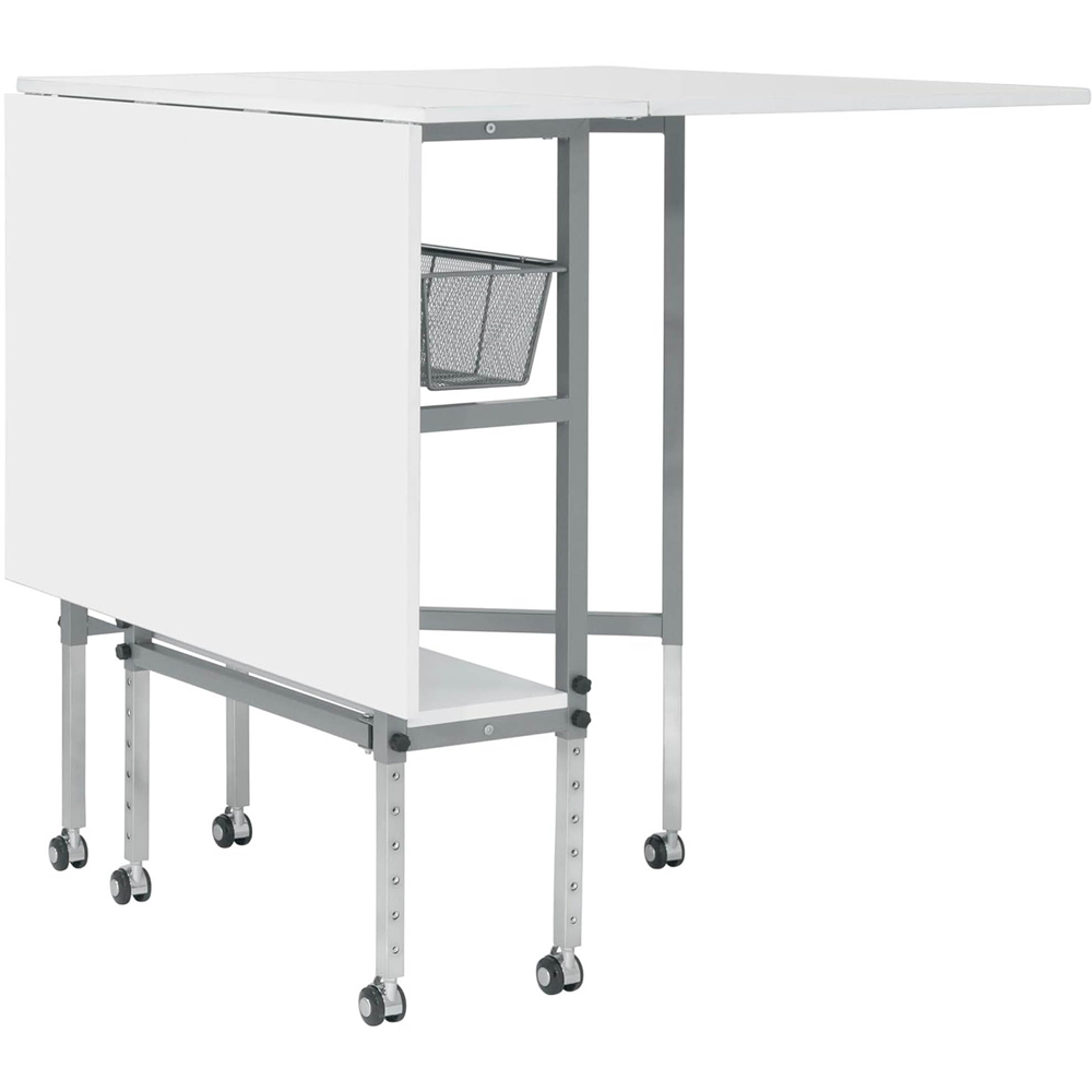 Sewing Online 13374 Silver and White Adjustable Fabric Cutting Table with Storage Image 3