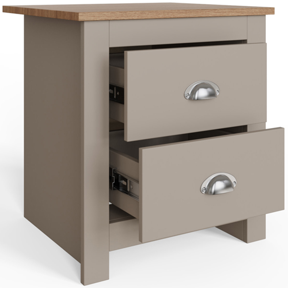 GFW Lancaster 2 Drawer Grey Bedside Table Image 3