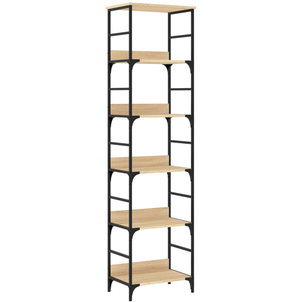 vidaXL 5 Open Shelf Sonoma Oak Bookshelf Image 2