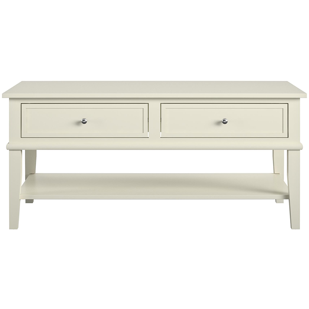 Dorel Franklin 2 Drawer Single Shelf Off White Coffee Table Image 3