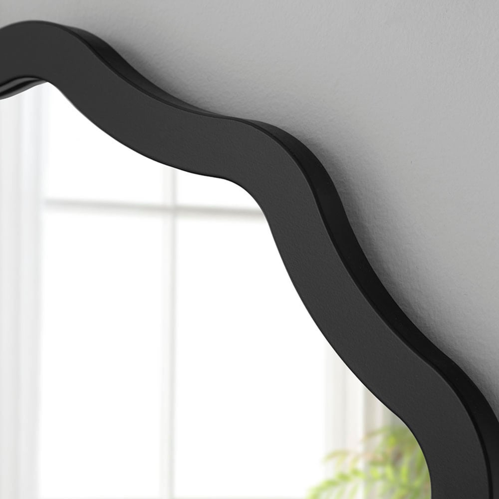 Yearn Wavy Black Ripple Edged Round Mirror 40cm Image 3