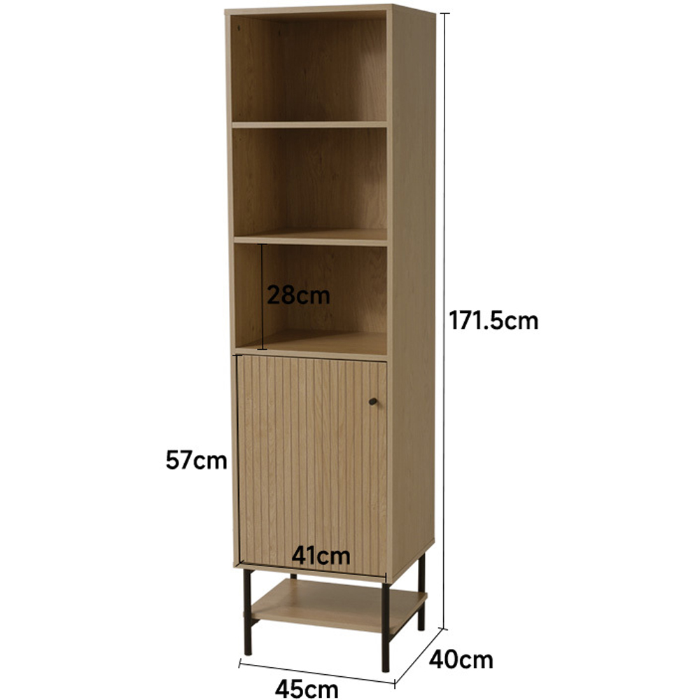 H&O Direct Single Drawer 4 Shelf Tall Wooden Freestanding Storage Cabinet Image 7