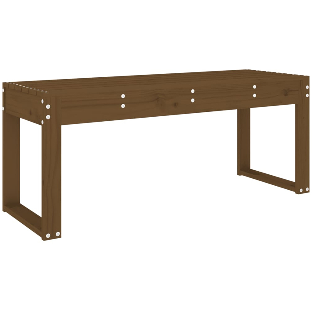 vidaXL Honey Brown Solid Pine Wood Slatted Garden Bench 110 x 38 x 45cm Image 2