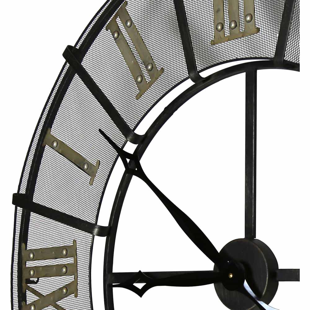 Charles Bentley Black and Gold Wrought Iron Large Garden Clock 87cm Image 2