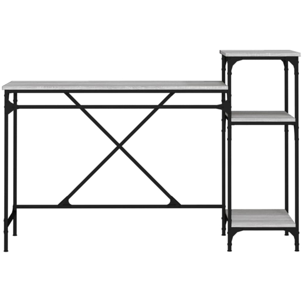 vidaXL 3 Shelf Industrial Style Computer Desk Grey Sonoma Image 4