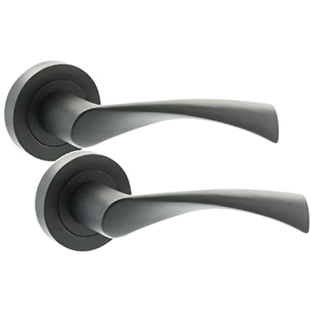 Golden Grace Matt Black Astrid Bathroom Door Handle Pair Image 2