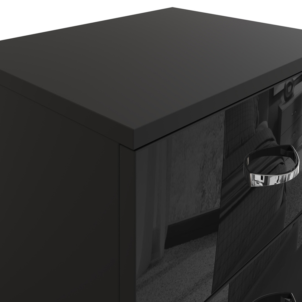 FWStyle Chilton 2 Drawer Black Gloss Bedside Table Image 4