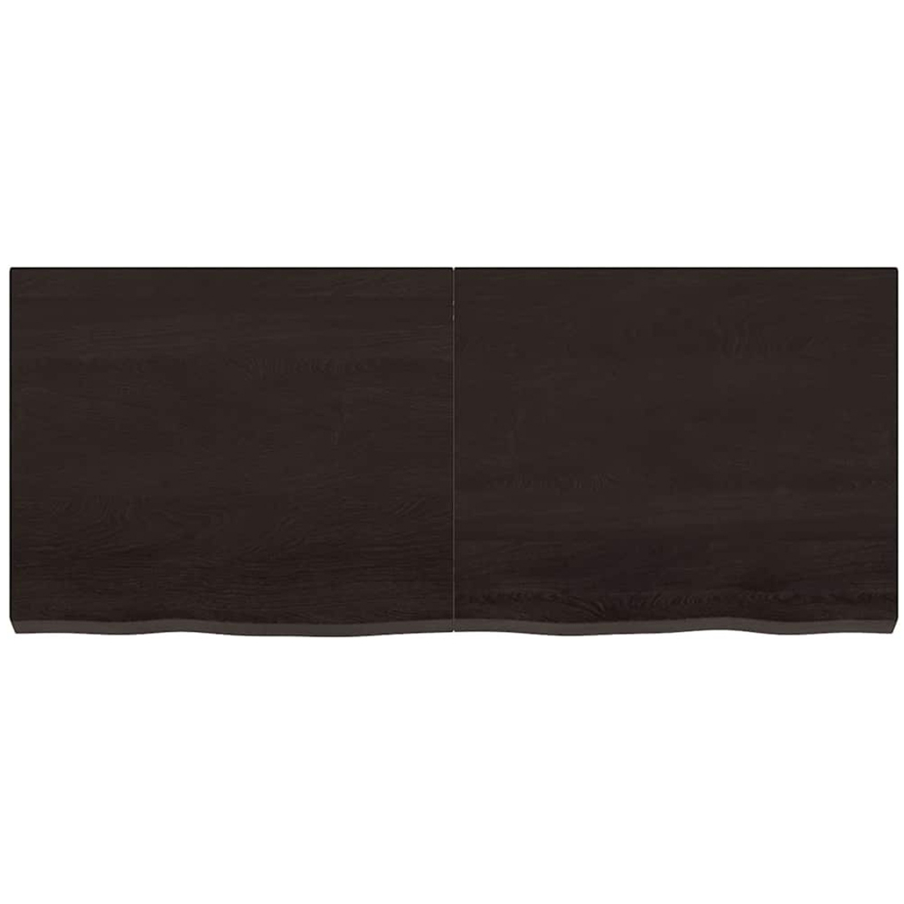 vidaXL 120 x 50 x 6cm Dark Brown Treated Solid Oak Wall Shelf Image 2